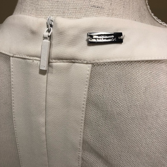 NEW AX Armani Exchange white fitted mini length shift dress mesh piecing size 6 - Picture 6 of 8